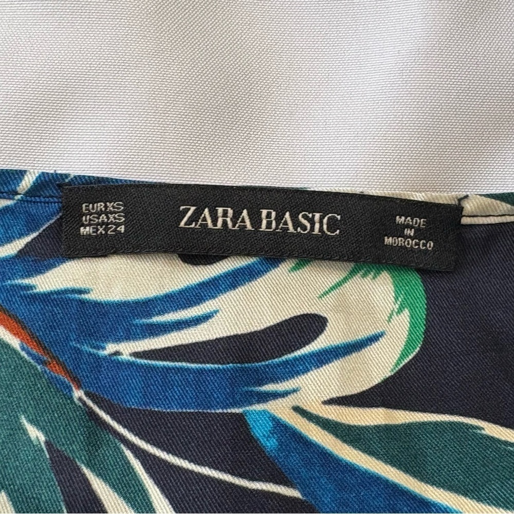 Zara Green & Blue Asymmetrical Tie Front Sundress - Picture 3 of 4